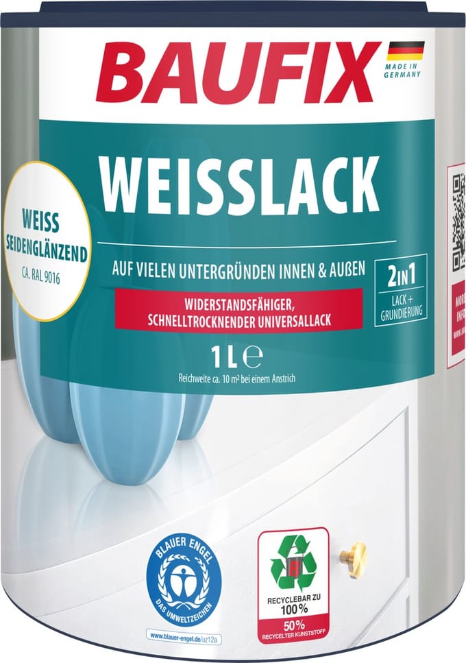 BAUFIX Witte Lak Zijdeglans wit 1 Liter
