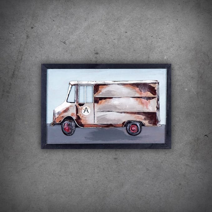 SEART GROUP - 3D Metaalschilderij - Auto - Handgemaakt - Industrieel Ontwerp