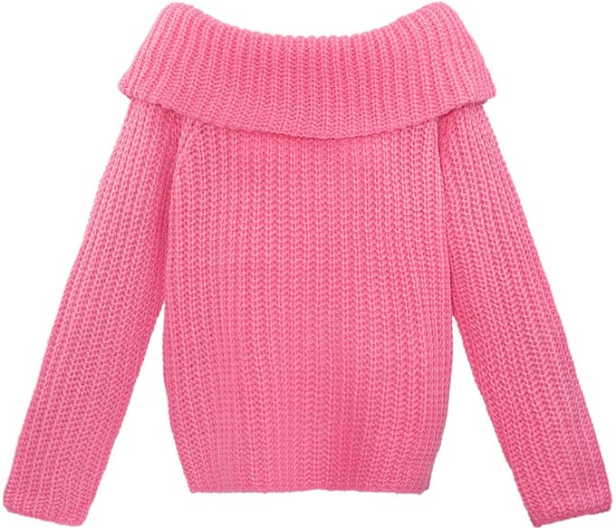 Elegante Off-Shoulder Trui van Gerecycled Polyester - Fushia - Maat S/M