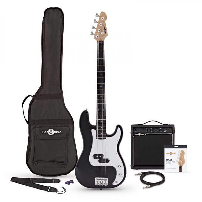 LA Basgitaar + 15 W Versterkerpakket, Zwart