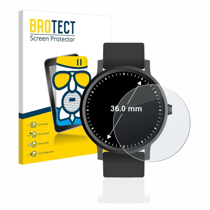 BROTECT - Screenprotector voor Horloges (Rond, ø: 36 mm) - Folie Beschermfolie Beschermglas matte