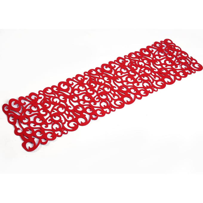 Chemin de table rectangulaire en feutre, sets de table, décorations pour la maison(rouge)