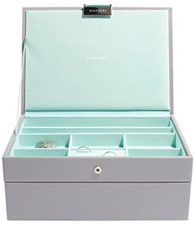 Grijze en Mint Groene Sieradenbox Set van 2
