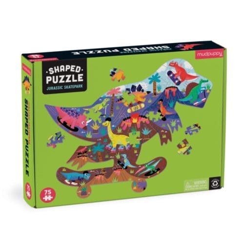 Jurassic Skatepark 75 Piece Shaped Scene Puzzle - Mudpuppy