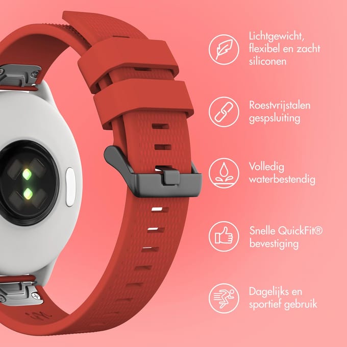imoshion QuickFit® Siliconen bandje - Garmin 22 mm aansluiting - Rood