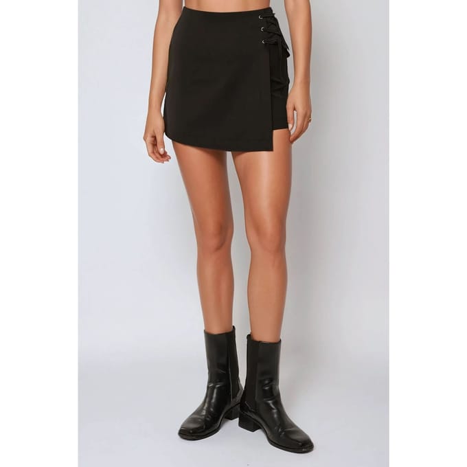 Hoge taille korte rok met strikdetail