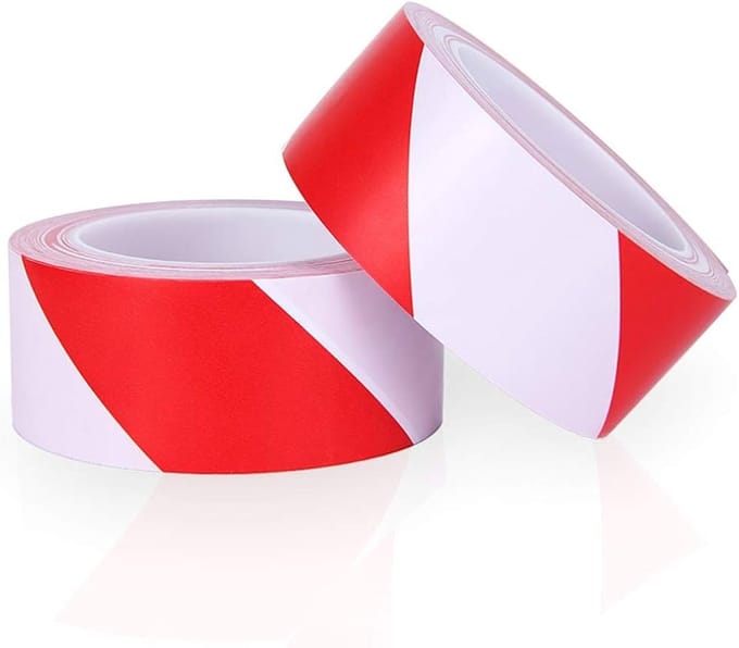 Waarschuwingstape - Rood + Wit - 50 mm x 100 meter