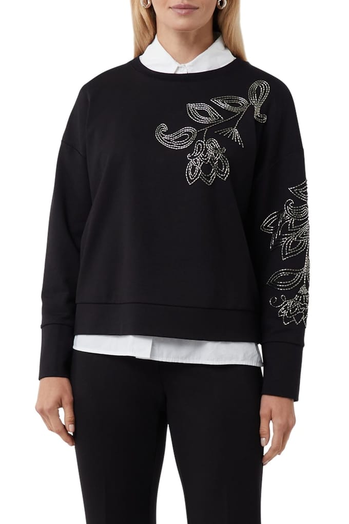 Oversized Geborduurde Sweatshirt met Glinsterende Strass Dames COMMA