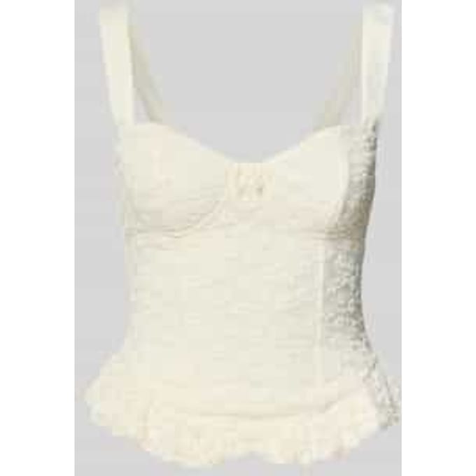 slim fit top met all-over kant