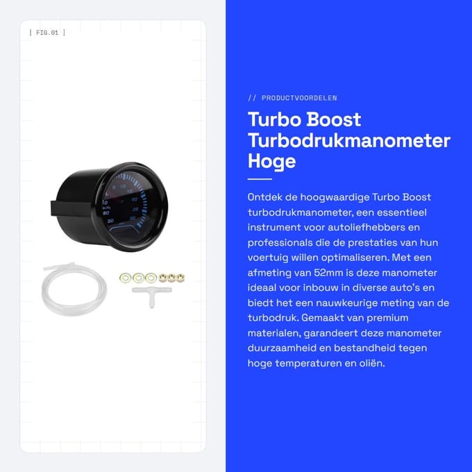 Dailygoods- Turbodrukmanometer Premium Kwaliteit - Manometer Waterdruk - Manometer Compressor - LED Display - 52mm - Corrosiebestendig