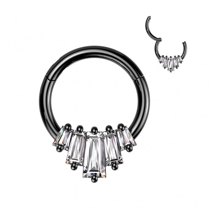 Piercing PVD 5 Baguette 1.2x10 - zwart - LMPiercings