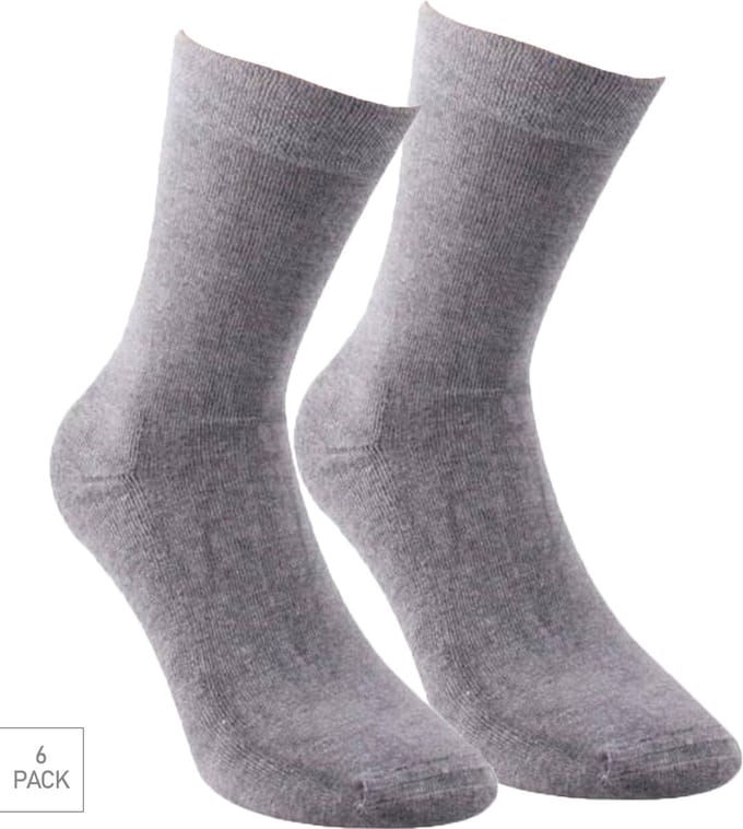 Boru Bamboo - 6-Pack - Sokken met Badstof Zool - Bamboe - Naadloos - Heren / Dames - medium grijs - 43-45 - 2304