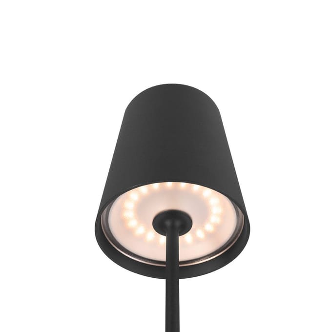 SLV LED-acculamp Vinolina Two, zwart, aluminium, Ø 11 cm, IP65