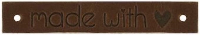 Leren Label “Made with Love” (1x6 cm) – Donkerbruin
