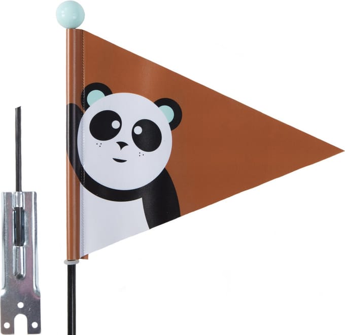 Pexkids Fietsvlag Panda - Deelbaar - Veiligheid en Zichtbaarheid - Speels Ontwerp - Bruin