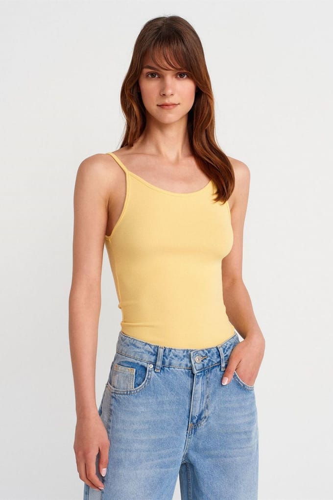 Geribbelde Mouwloze Slim Fit Blouse