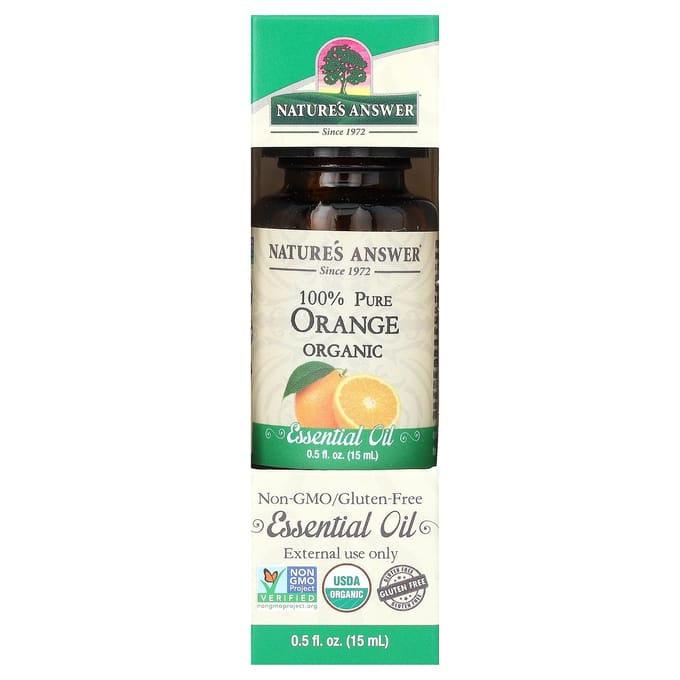 Nature'S Answer, Organic Essential Oil, 100% Pure Orange, 15 Ml (0.5 Fl Oz)