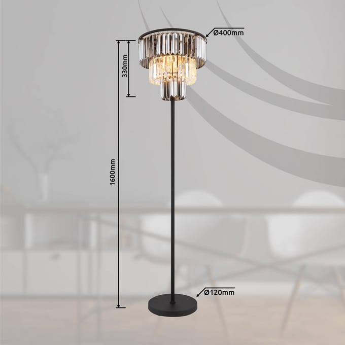 Globo - vloerlamp - Naxis - zwart - metaal - Ø 40cm - E27 - 15695S