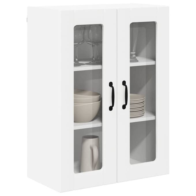 vidaXL - Wandglas - Kasten - LUCCA - Wit - 60 - x - 31 - x - 80 - cm - Bewerkt - hout