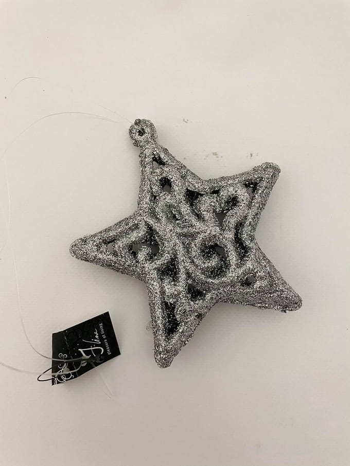 J-Line kersthanger ster zilver/glitter 12cm