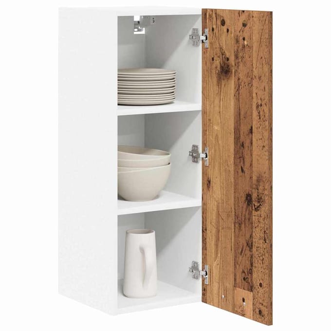 vidaXL - Hangkast - 2 - st - Oud - Hout - en - Wit - Bewerkt - hout