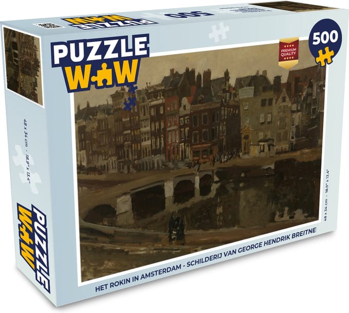Puzzel Het Rokin in Amsterdam - Schilderij van George Hendrik Breitner - Legpuzzel - Puzzel 500 stukjes