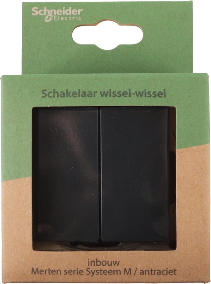 Merten System M schakelaar - inbouw - wissel/wissel - antraciet