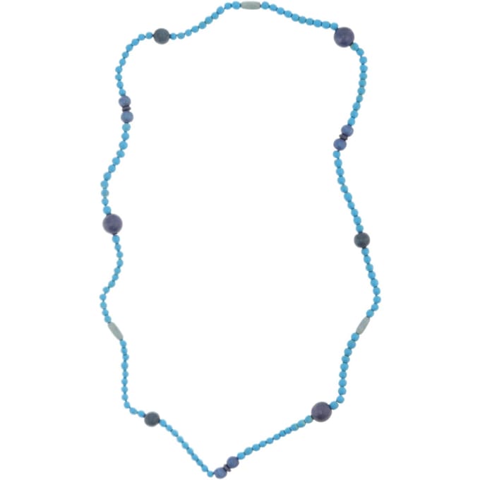 Behave – Ketting – Houten kralen – Blauw;Grijs – 90 cm – Boho Chic