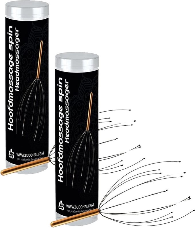 Hoofdmassage spin - Luxe transparante koker - Cadeau - Verjaardag (2 stuks)