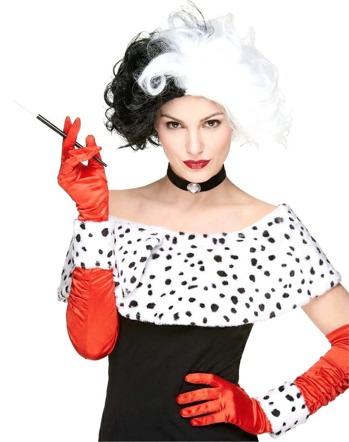 Zwart-witte Devil pruik voor vrouwen - Verkleedpruik - One size