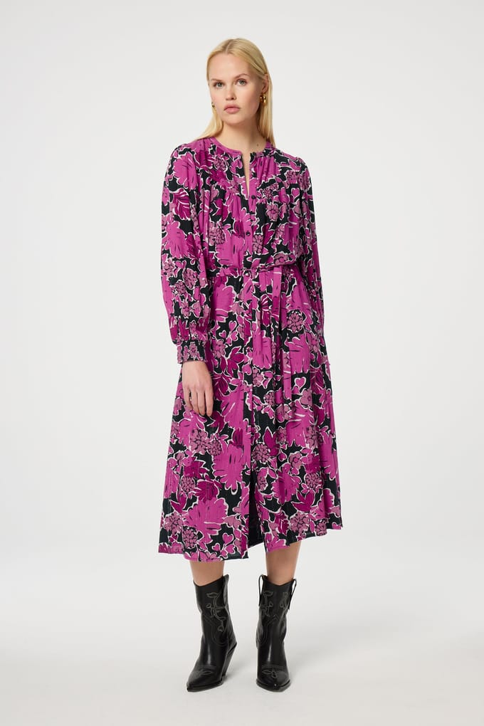 Fabienne Chapot Willa Dress Black/raspberry Maat: 36 | Blousejurken Outlet | Dames | Roze
