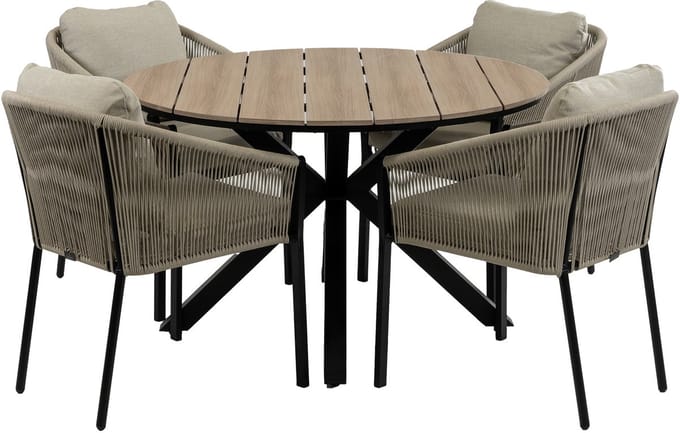 Tuinset Elvira/Cyprus | 4 personen | Rond 120 cm | Rope & polywood