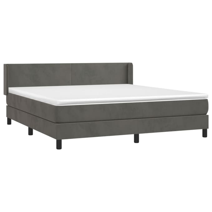 vidaXL - Boxspring - met - matras - fluweel - donkergrijs - 180x200 - cm
