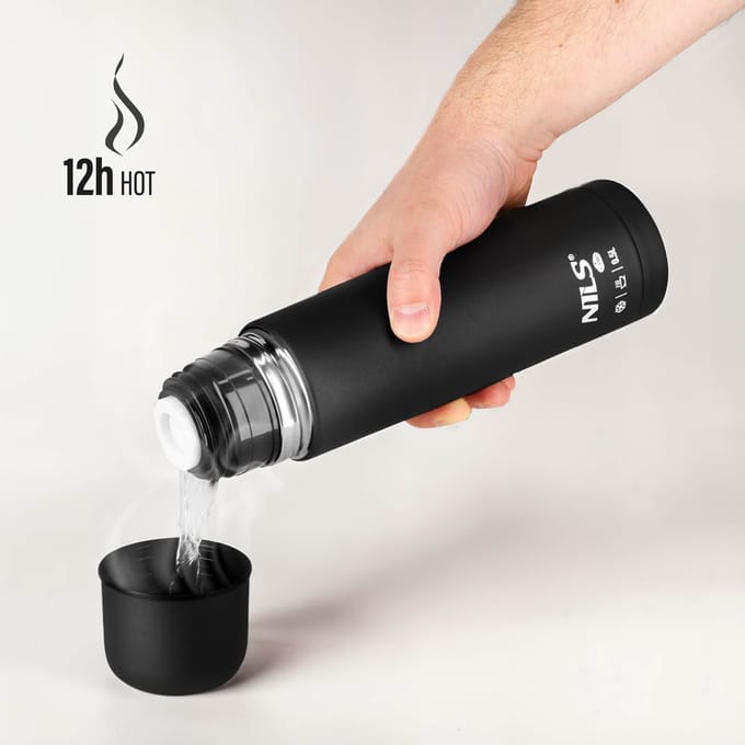 Nils Camp Thermos RVS Zwart 500ml - Ideaal voor Werk & Reizen