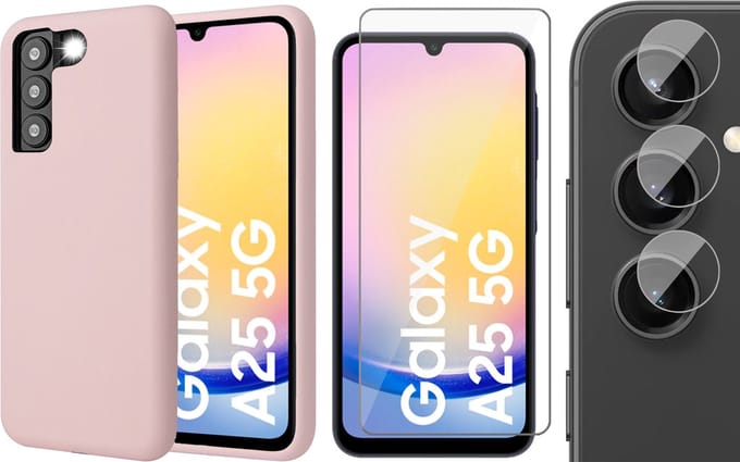 Hoesje geschikt voor Samsung Galaxy A25 / A24 - Screenprotector Glas & Camera - Mat Back Case Roze