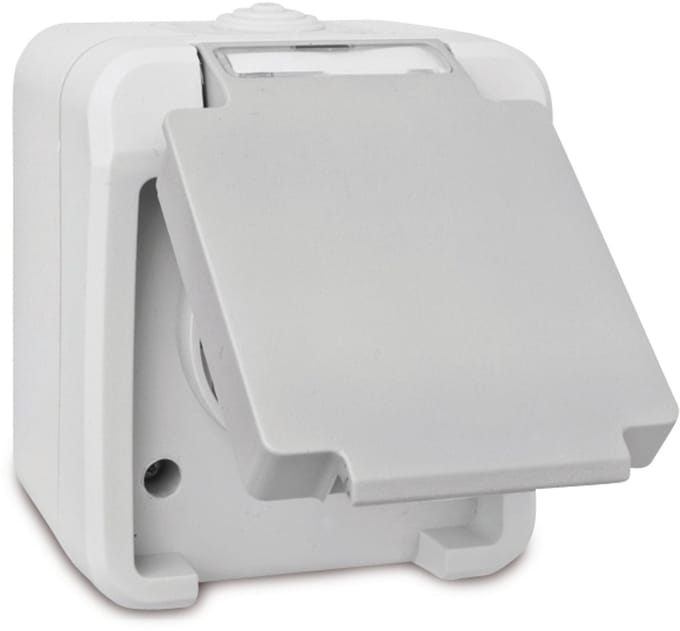 Peranova 102435 Pera Wandcontactdoos met randaarde spatwaterdicht Lichtgrijs, Donkergrijs 1 stuk(s)