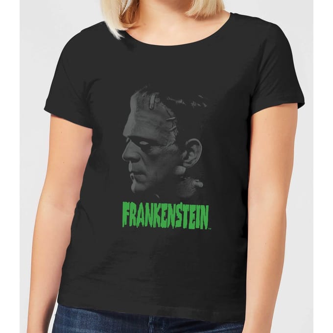 Universal Monsters Frankenstein Greyscale Dames T-shirt - Zwart - M