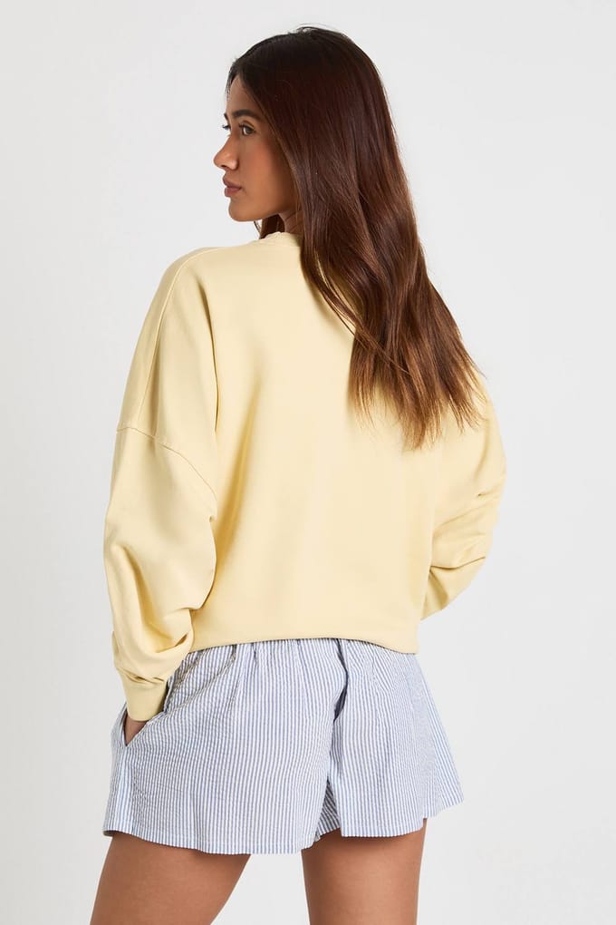 boohoo Dames Gestreepte Seersucker Short Met Elastische Tailleband | Blauw | Maat: 38