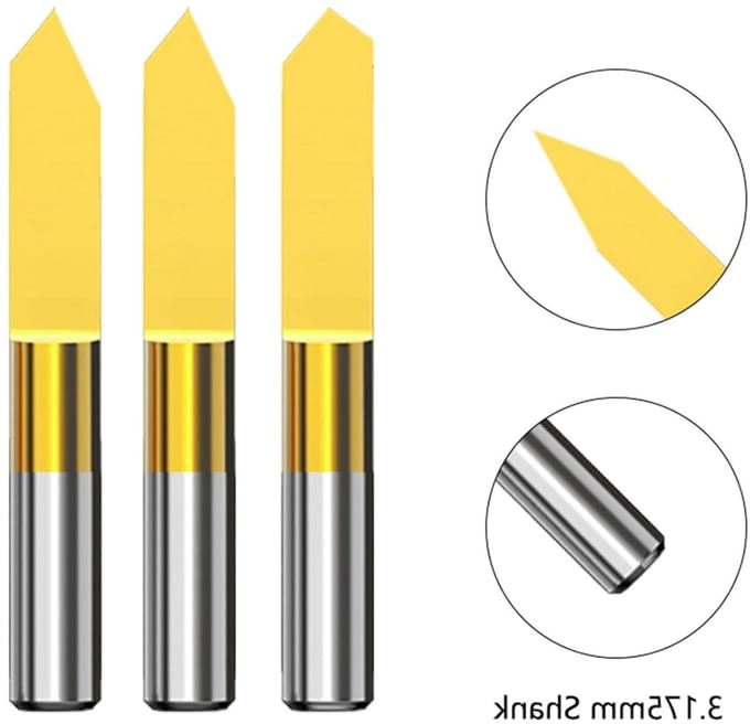 Graveer Bits - Metaal Boren - Precisie Graveren - TiN Gecoat Carbide - 10 Stuks 1/8 - Zilverkleurig