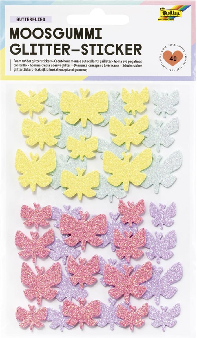 folia Foam Rubber Glitter Stickers VLINDERS