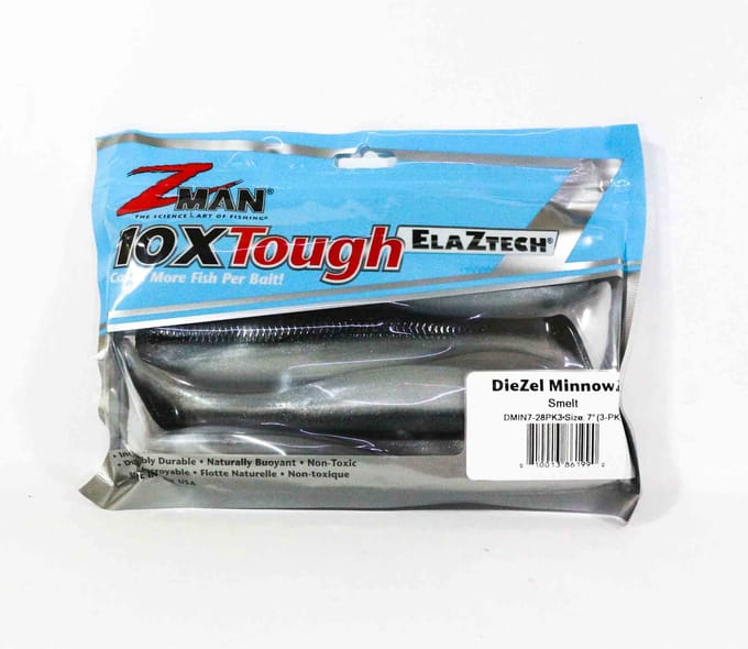 Zman zacht kunstaas Diezel MinnowZ 7 Inch 3/Pack Smelt (1990) blue