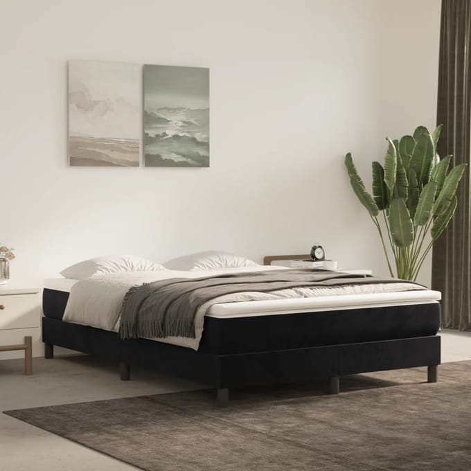 vidaXL - Boxspring - bed - 140x200 - cm - fluweel - zwart