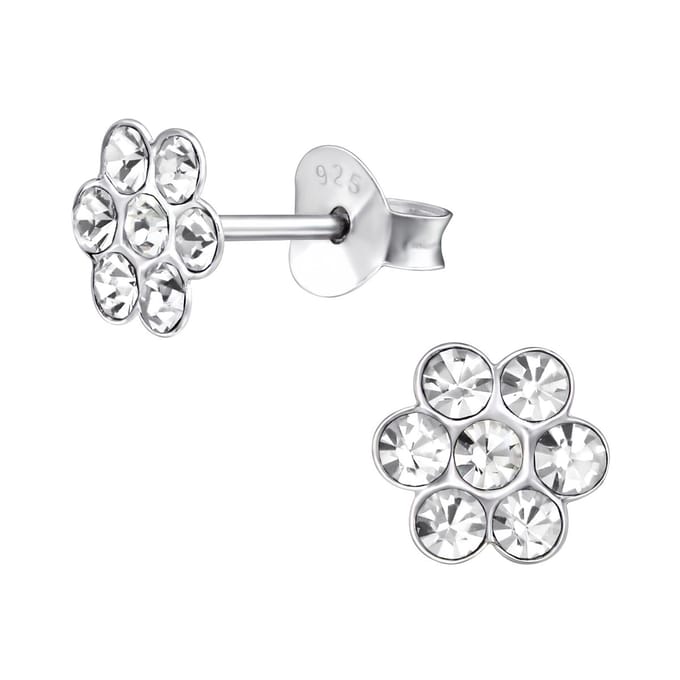 Oorbellen meisje bloem - zilver - glinster