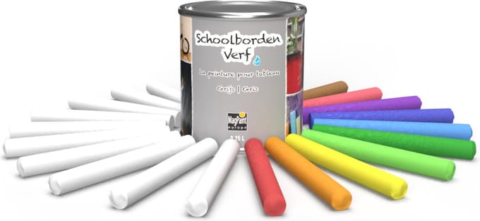 MagPaint Schoolbordenverf - Grijs - 250ml - Inclusief 20 Krijtjes