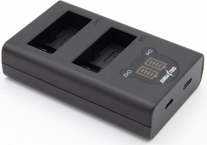 ChiliPower dubbellader LP-E8 geschikt voor Canon - voor 2 camera accu's (tegelijk)