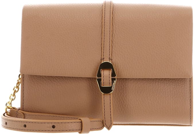 COCCINELLE Leren Schoudertas Dorian Mini Bag Grained Leather Skin Oud roze