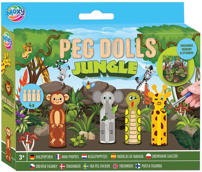 Houten Kegelpoppetjes Knutselset - Jungle
