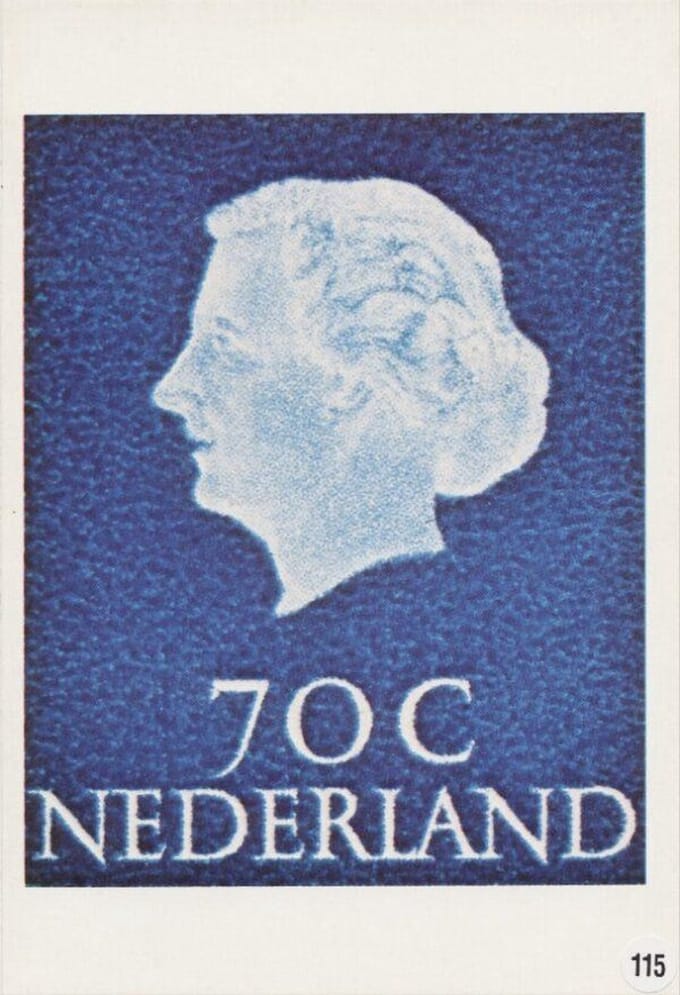 Briefkaart met afbeelding koningin Juliana postzegel