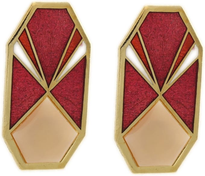 Behave Dames oorclips vintage rood roze