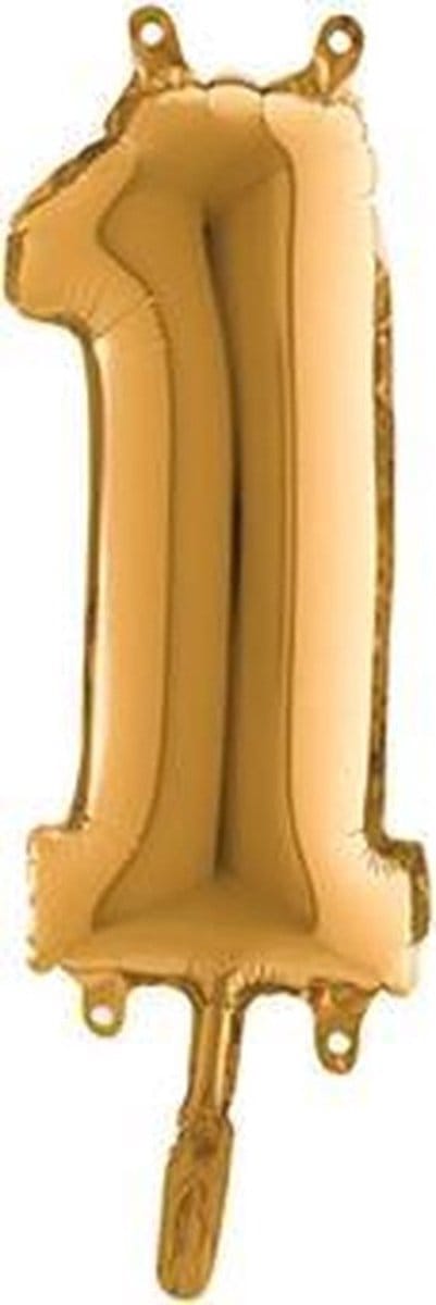 Folieballon - Cijfer 1 - Goud - Grabo balloon - 35cm